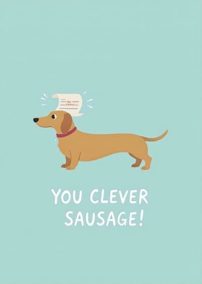 Funny Dachshund Greeting Card Cute Sausage Dog Design