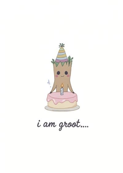 Funny Birthday Greeting Card Cute Tree Cake