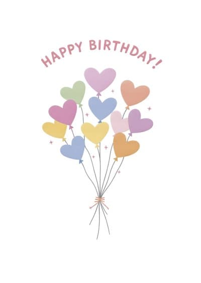 Funny Birthday Greeting Card Heart Balloon Design