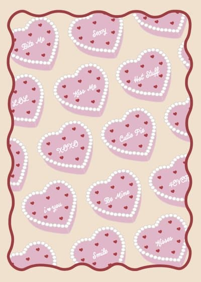 Valentines Day Greeting Card Cute Conversation Hearts