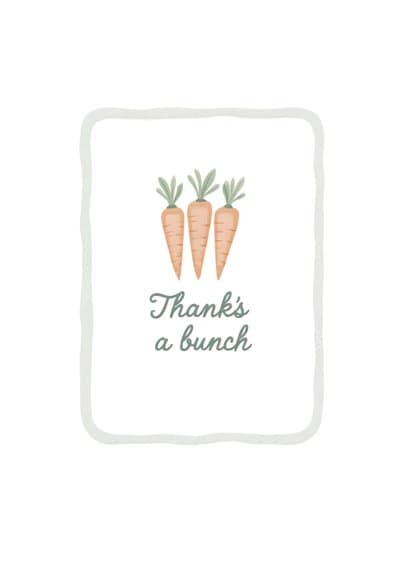 Thank You Card Thanks a Bunch with Cute Carrots Design