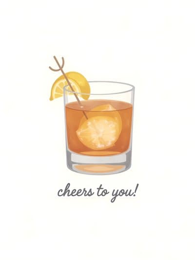 Cheers Greeting Card Modern Cocktail Illustration