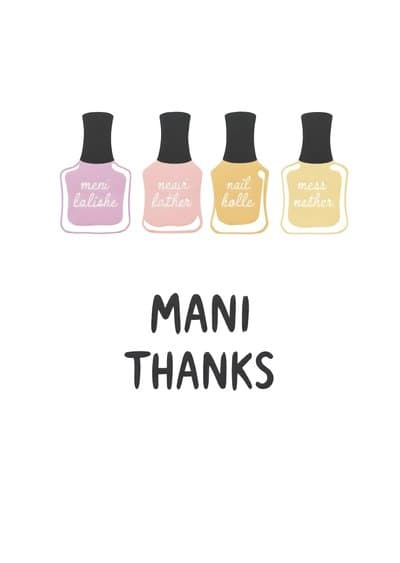 Funny Thank You Card Nail Polish Theme
