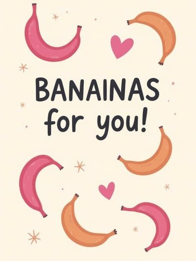 Funny Greeting Card with Illustrated Bananas for You