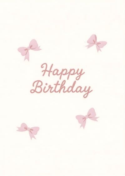 Happy Birthday Card with Pink Bows Modern Design