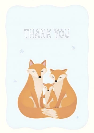 Thank You Greeting Card Cute Fox Family Design