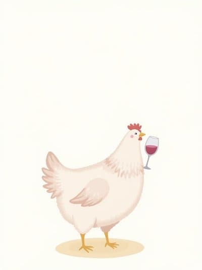 Funny Birthday Greeting Card Cute Chicken with Wine