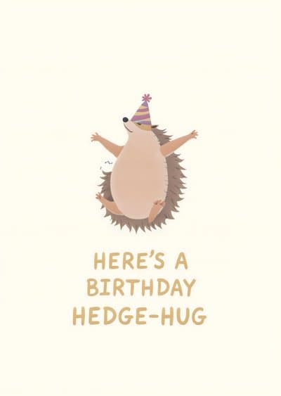 Funny Birthday Card Cute Party Hedgehog Design