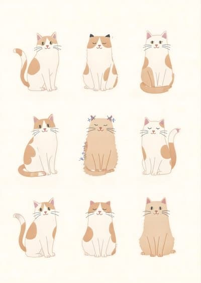Funny Cat Greeting Card Illustrated with Cute Cat Designs