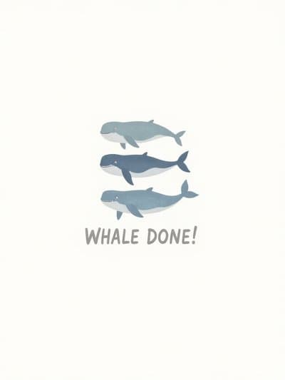 Funny Whale Greeting Card Illustrated Congrats