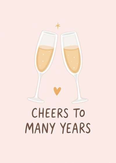 Anniversary Card Champagne Toast Modern Design