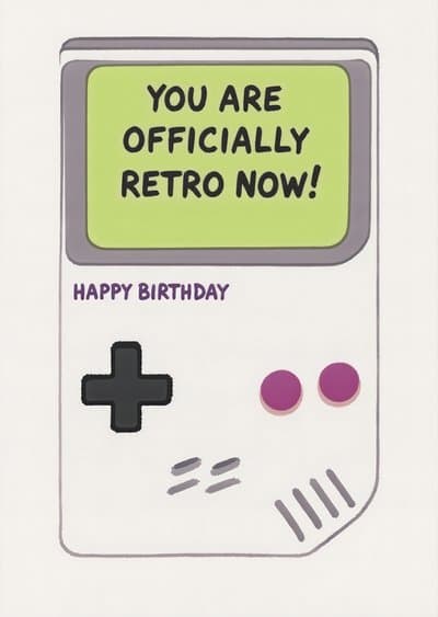 Funny Birthday Greeting Card Retro Gameboy Design