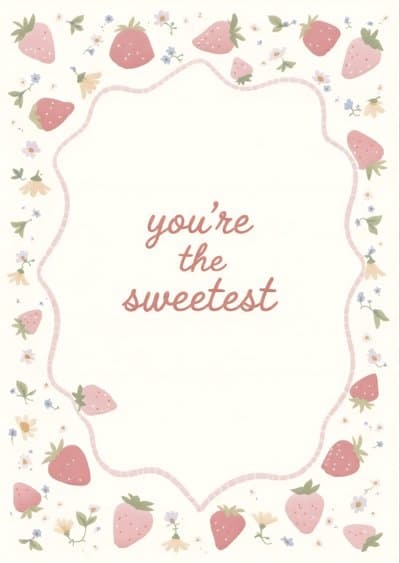 Sweet Greeting Card with Cute Strawberry Design