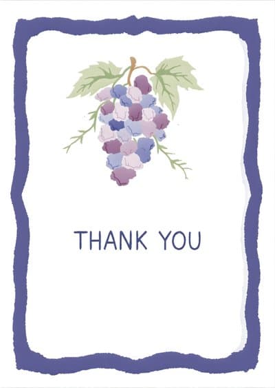 Thank You Greeting Card Watercolor Grapes Design