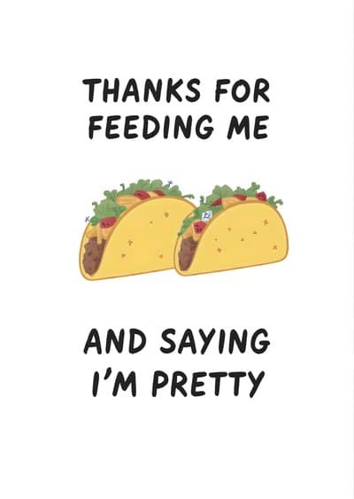 Funny Thank You Card with Taco Illustration
