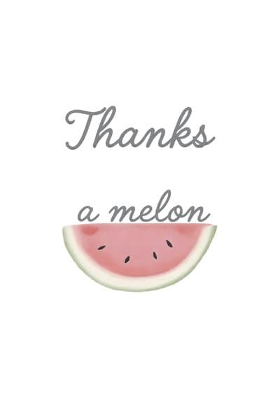 Funny Thank You Card Watermelon Cute Illustration