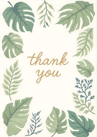Thank You Greeting Card Botanical Modern Design