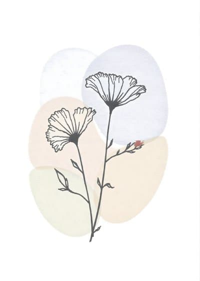 Minimalist Floral Greeting Card Pastel Watercolor Art