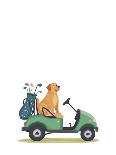 Dog Golfer Greeting Card Cute Golden Retriever Design