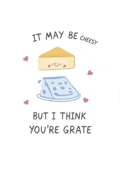 Funny Birthday Greeting Card Cute Cheesy Pun Design