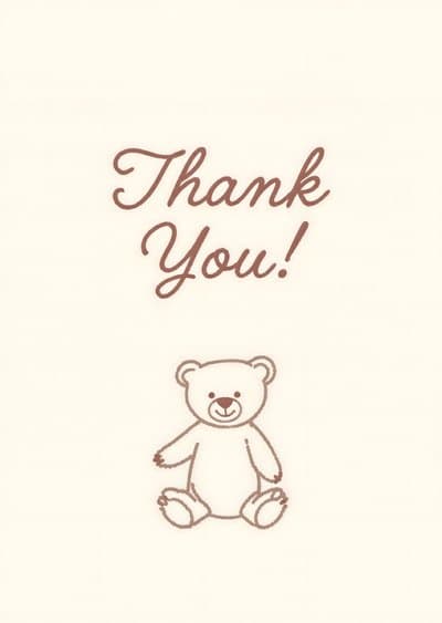 Thank You Card Cute Teddy Bear Illustration
