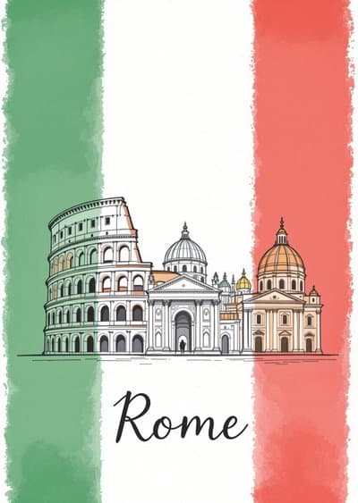 Rome Greeting Card Illustrated Italian Landmark Design