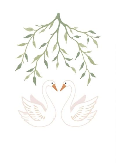 Swan Love Greeting Card Modern Illustrated Design