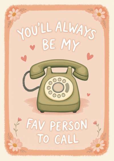 Funny Greeting Card Retro Phone Illustration