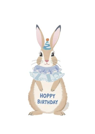 Funny Birthday Greeting Card - Cute Bunny Party Hat Design