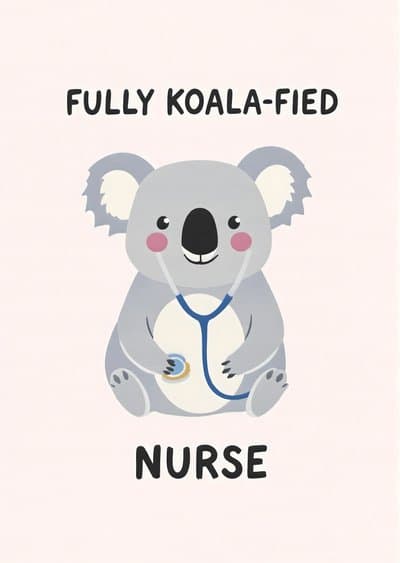 Nurse Greeting Card Funny Koala Design