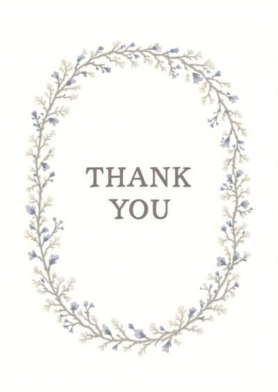 Thank You Card Floral Wreath Elegant Design