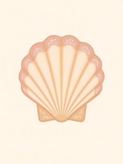 Seashell Greeting Card Illustrated Coastal Design
