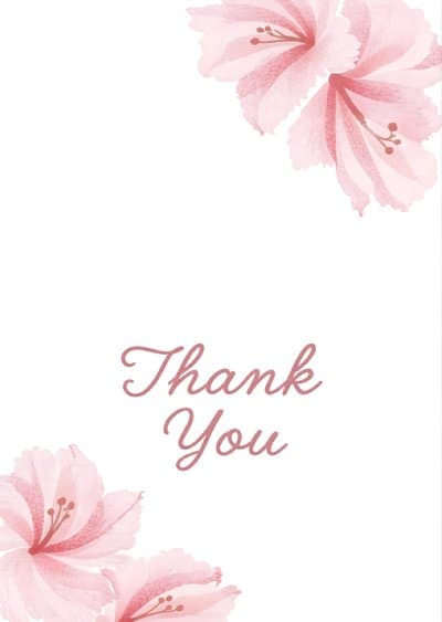 Thank You Greeting Card Pink Floral Design