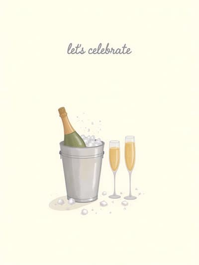 Celebration Greeting Card with Champagne Illustration