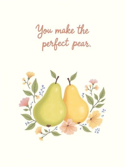 Funny Greeting Card Cute Perfect Pear Illustration