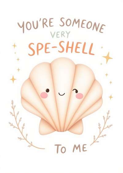 Funny Shell Greeting Card Cute Illustrated Design