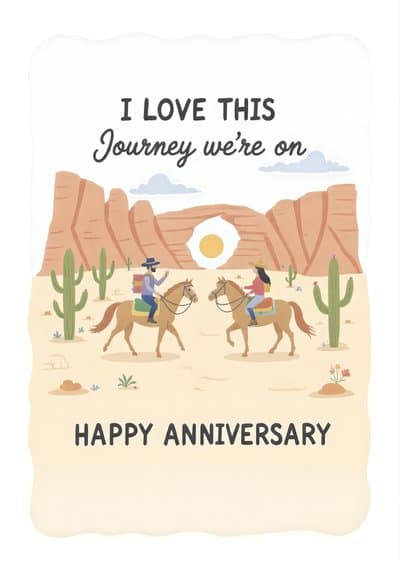 Anniversary Greeting Card with Cute Desert Scene