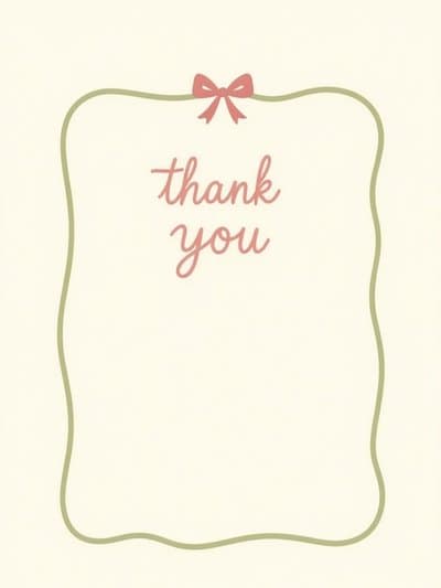 Thank You Card with Elegant Bow Design