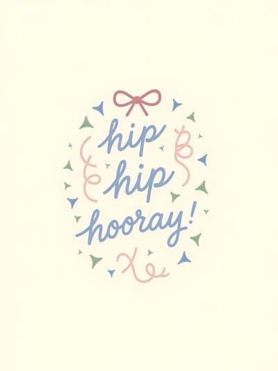 Birthday Greeting Card Hip Hip Hooray Modern Design