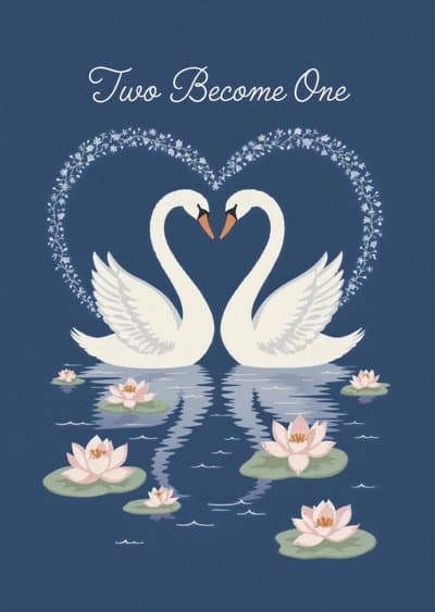 Romantic Wedding Card Elegant Swan Design