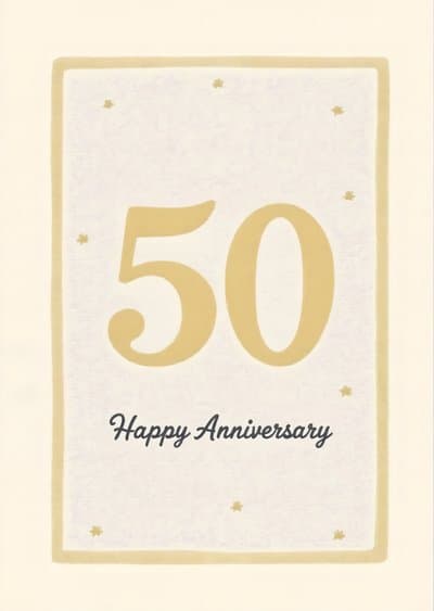 50th Anniversary Card Classic Gold Design