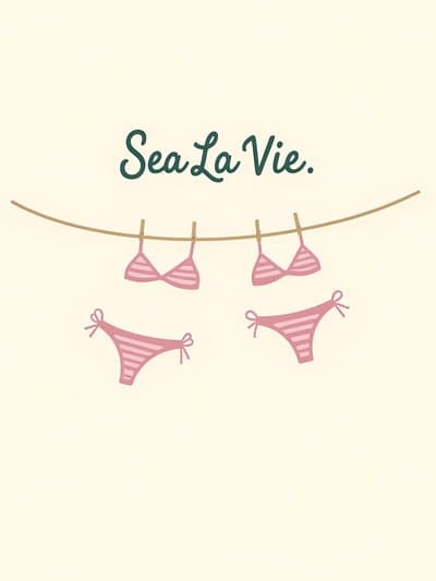 Funny Greeting Card Sea La Vie Beach Bikini Design