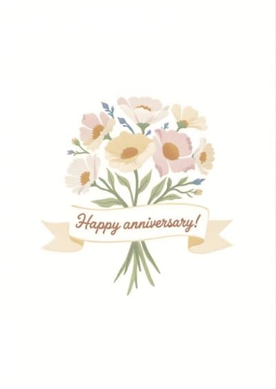 Anniversary Greeting Card Elegant Floral Design
