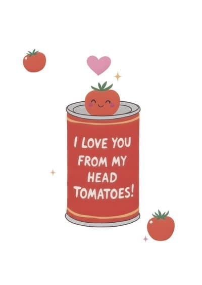 Funny Love Greeting Card Cute Tomato Can Illustration