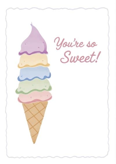 Sweet Greeting Card Cute Ice Cream Illustration