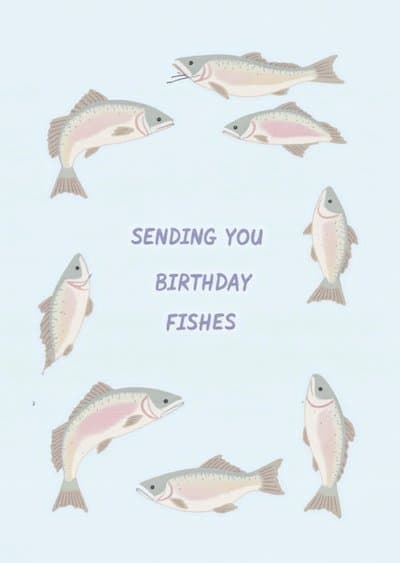 Funny Birthday Greeting Card Fishy Wishes Cute Design