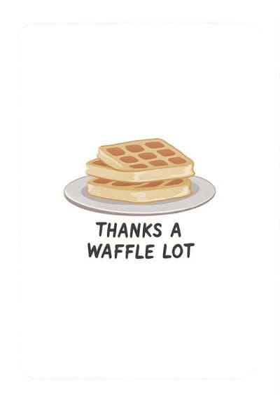 Funny Thank You Card Cute Waffle Illustration