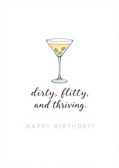 Funny Birthday Greeting Card Martini Illustration