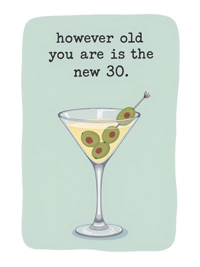 Funny Birthday Card Modern Martini Theme