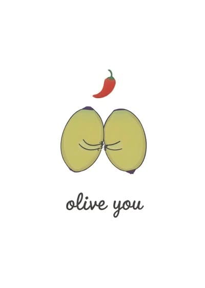 Funny Anniversary Card Cute Olive Design